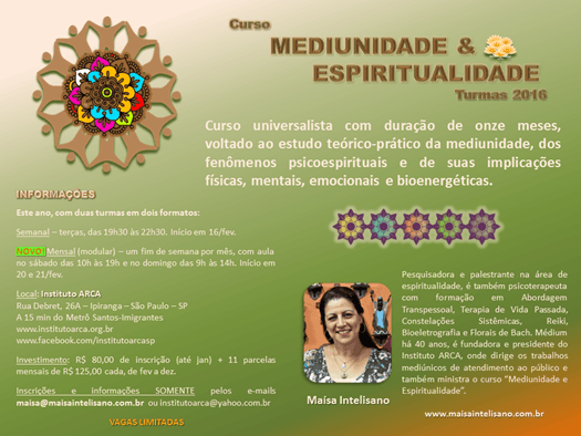 curso de mediunidade em sao paulo turma 2016