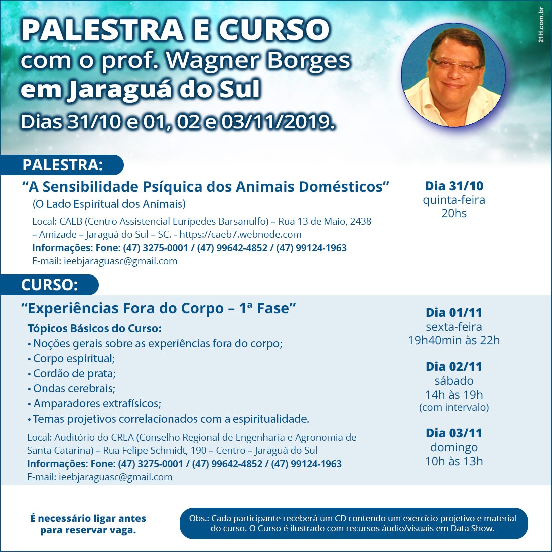 palestra e curso em jaragua do sul santa catarina outubro 2019