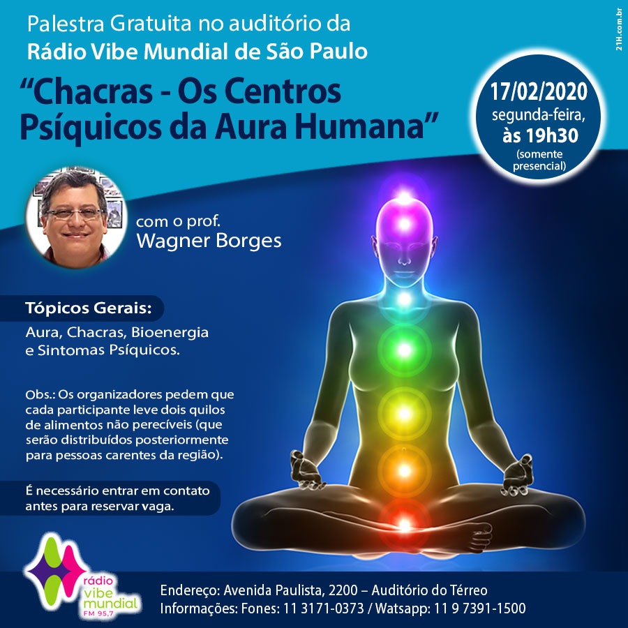 aviso de palestra gratuita na radio vibe mundial de sao paulo fevereiro 2020